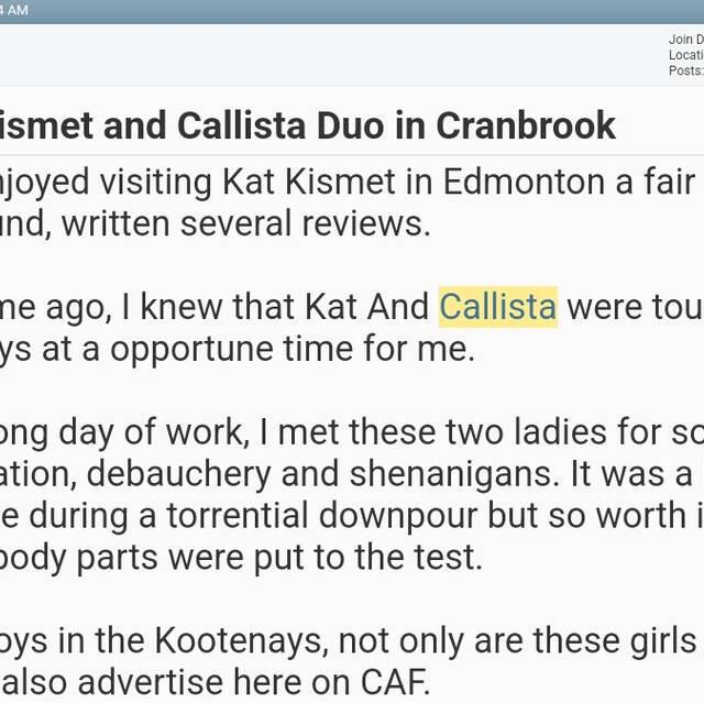 
                        CallistaCarter  KatKismet
                     is Female Escorts. | Skeena | British Columbia | Canada | canadatopescorts.com 