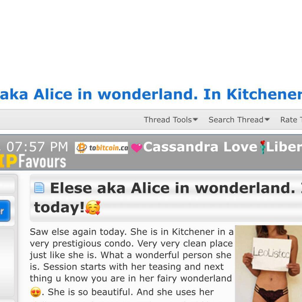 
                        ALICE WONDERLAND
                     is Female Escorts. | Kitchener | Ontario | Canada | canadatopescorts.com 