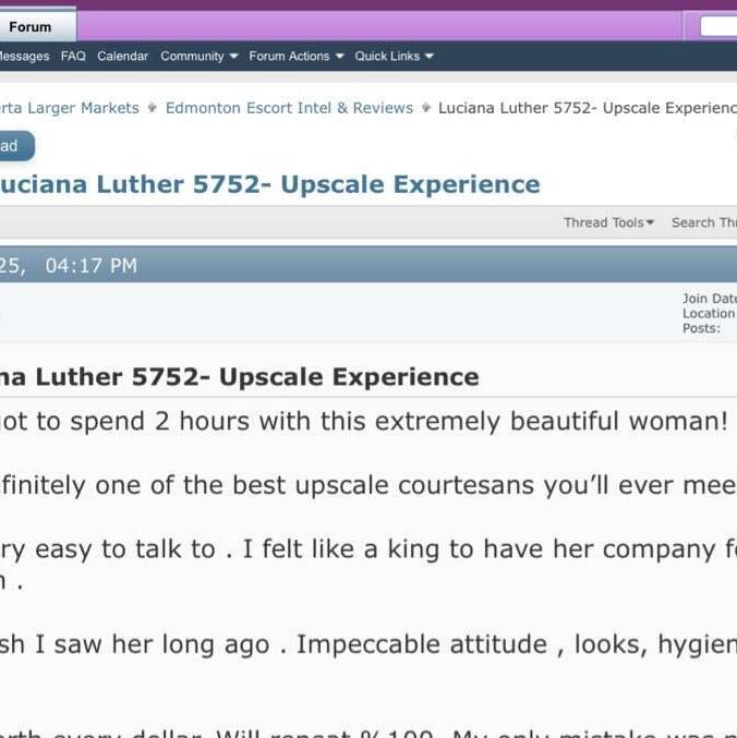 
                        Lucianaluther.com
                     is Female Escorts. | Edmonton | Alberta | Canada | canadatopescorts.com 