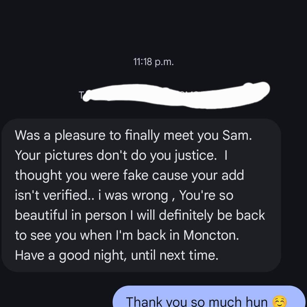 
                        Sam
                     is Female Escorts. | Fredericton | New Brunswick | Canada | canadatopescorts.com 