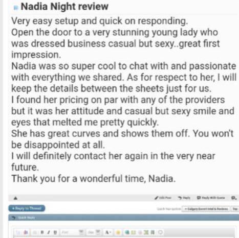 
                        Nadia Night
                     is Female Escorts. | Calgary | Alberta | Canada | canadatopescorts.com 