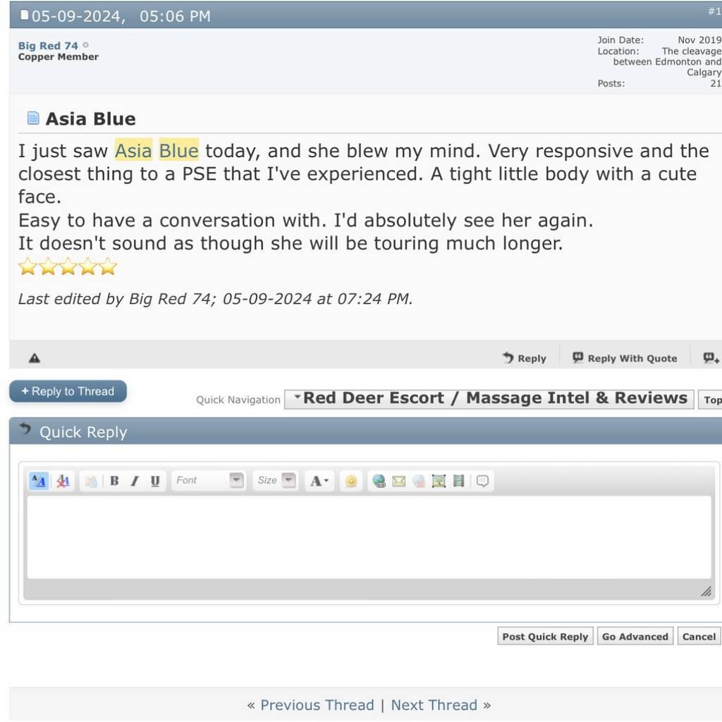 
                        Asia Blue
                     is Female Escorts. | Grande Prairie | Alberta | Canada | canadatopescorts.com 