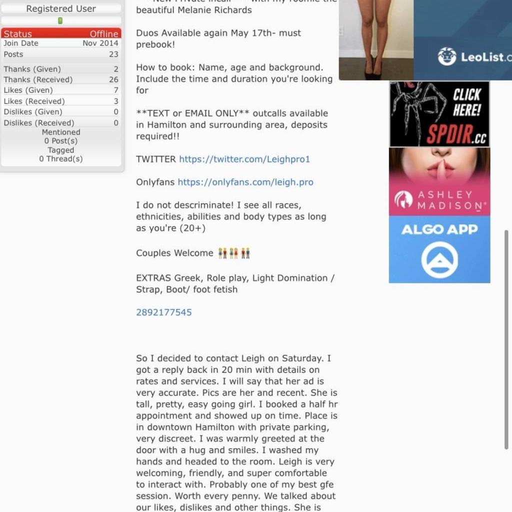 
                        Leigh Pro
                     is Female Escorts. | Hamilton | Ontario | Canada | canadatopescorts.com 