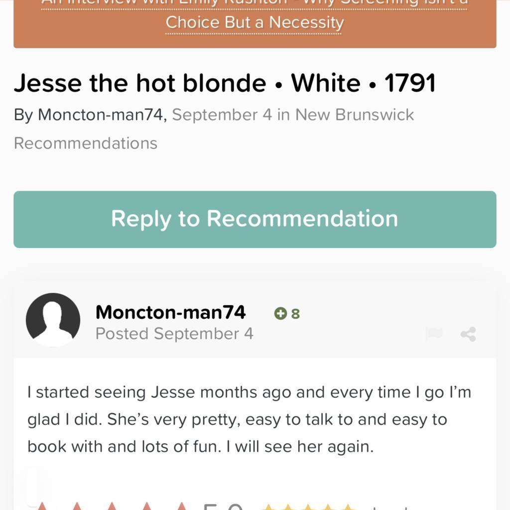 
                        Jesse
                     is Female Escorts. | St. John | New Brunswick | Canada | canadatopescorts.com 